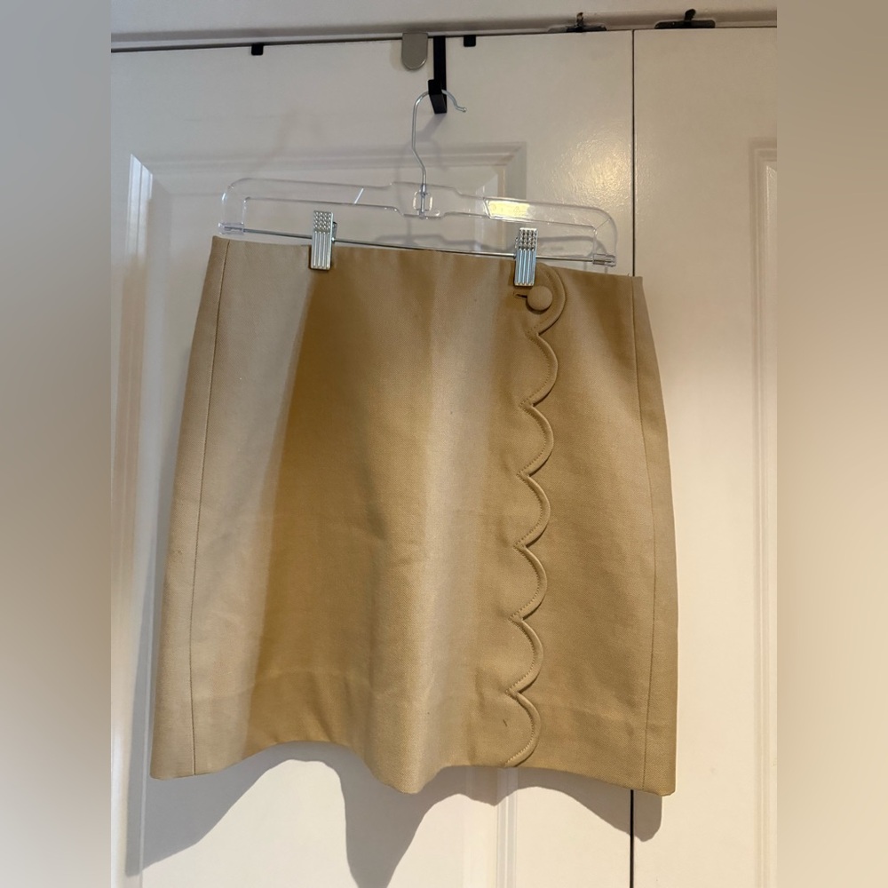 J. Crew Beige Scalloped Mini Skirt